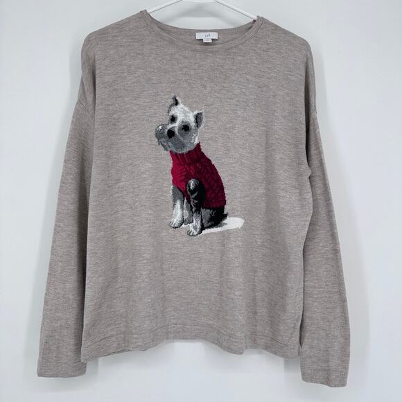 J. Jill Sweaters - J Jill Sweater Women Petite XS Westin Dog Pullover Knit Lightweight Preppy Puppy